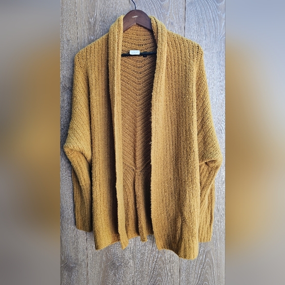 Anthropologie Alpaca Wool Mustard Open-Front Cardigan So Soft - Picture 2 of 5
